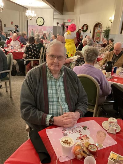 Residents enjoying a festive dinner celebration