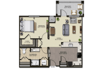 Architectural floor plan of an apartment layout