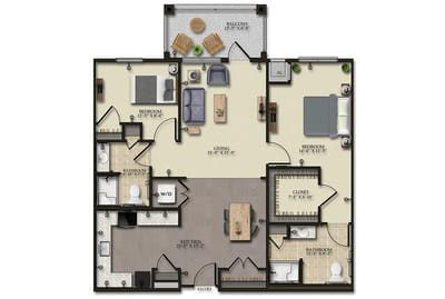 Architectural floor plan of a residential unit layout