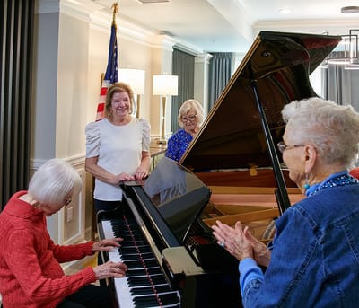 Residents enjoying music in a communal area