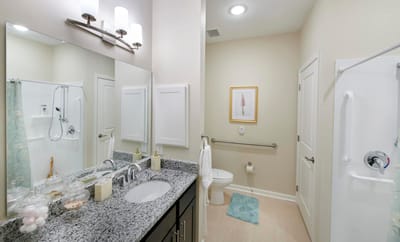 Bright bathroom with modern fixtures
