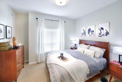Brightly lit, well-furnished resident bedroom