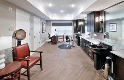 Interior view of a beauty salon area in the facility