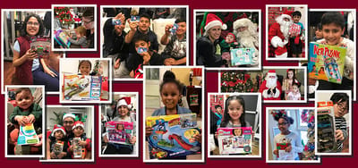 Children enjoying holiday activities with Santa Claus