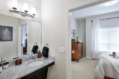 Modern resident room with bathroom facilities