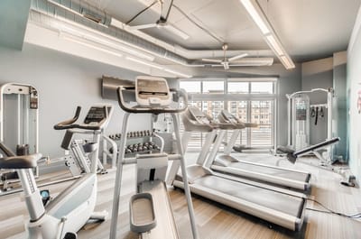 Interior view of a fitness center with equipment