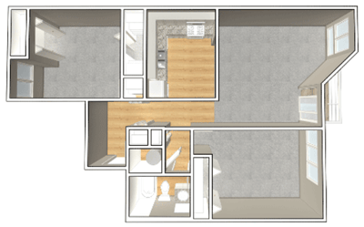 Architectural floor plan of a residential suite