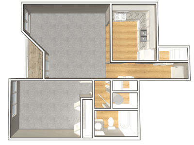 Architectural floor plan layout of resident unit