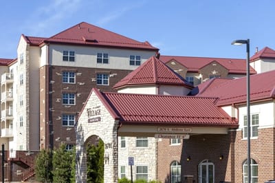 Exterior view of St. Andrew's Village senior living facility