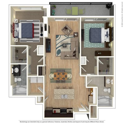 Architectural floor plan layout of a living unit