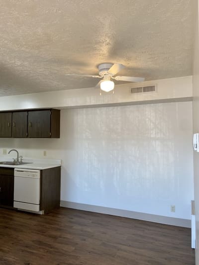 Interior view of a kitchen in a resident apartment