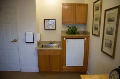 Small kitchenette area in a resident room