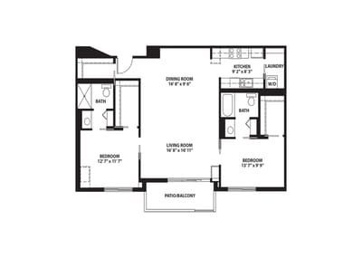 Architectural floor plan of a residential unit