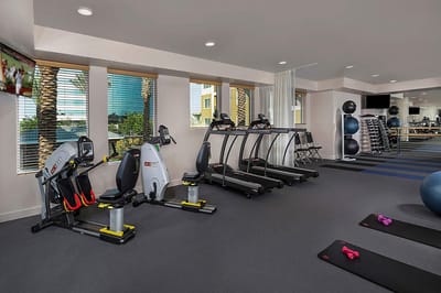 Well-equipped fitness center with exercise machines