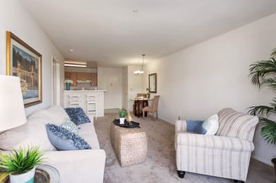 Cozy living room in a senior resident unit