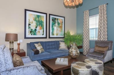 Comfortable common area with decorative seating