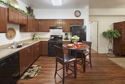 An interior view of a modern kitchen