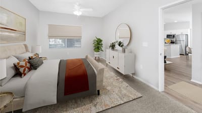 Stylish private resident room with cozy decor