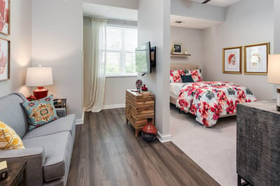 Cozy private resident room with floral decor