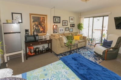 Cozy interior of a resident's living space with decorations