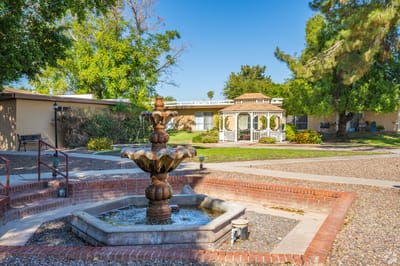 Fountain and gazebo in an outdoor area