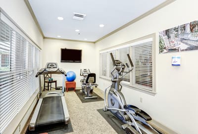 Well-equipped exercise room with fitness equipment