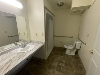 Clean bathroom in a senior living facility