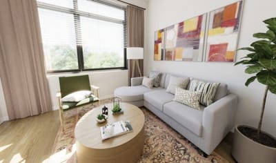 Modern common area with a cozy seating arrangement