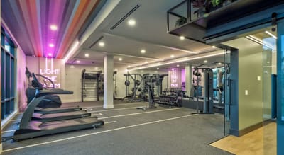 Modern fitness center with exercise equipment