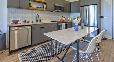 Modern kitchen area in a senior living facility