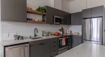 Modern kitchen with appliances and cabinetry