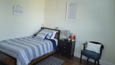 Cozy private bedroom in assisted living facility