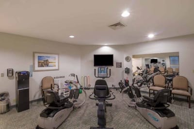 Interior shot of a fitness area with exercise equipment