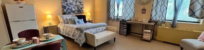 Cozy private resident room with bed and amenities