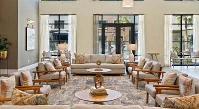 Bright and spacious common area with comfortable seating