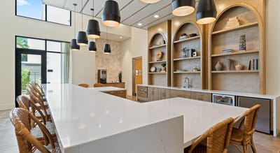 Bright common area with a modern kitchen design