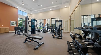 Interior shot of a modern fitness center with equipment