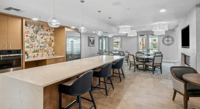 Bright and modern dining area in the facility