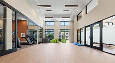 Interior view of a fitness room with equipment