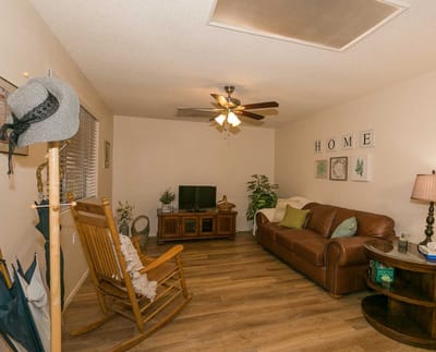 Cozy living room with a couch and TV