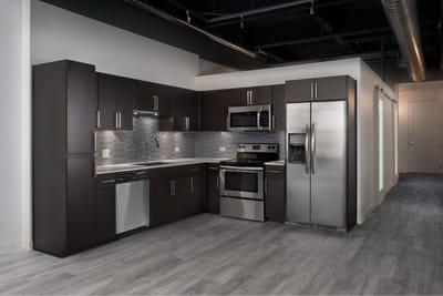 Modern kitchen interior of a senior living unit