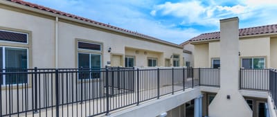 Exterior walkway of Monte Vista Senior Apartments