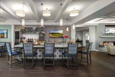 Bright and inviting dining area with bar seating