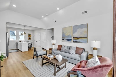 Bright common area with modern furniture and artwork