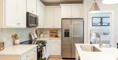 Modern kitchen with stainless steel appliances