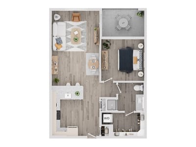 Architectural floor plan of a resident unit layout