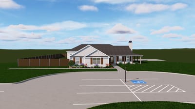 Exterior view of the assisted living facility with landscaping