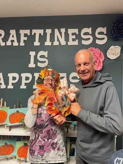 Residents enjoying an arts and crafts activity