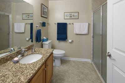 Clean bathroom in a senior living facility