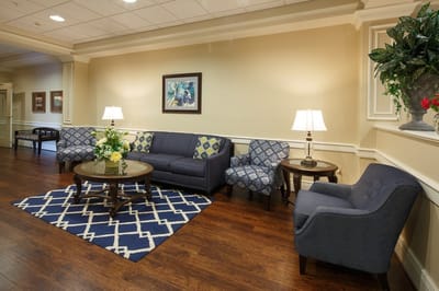 Comfortable common area with seating and decor